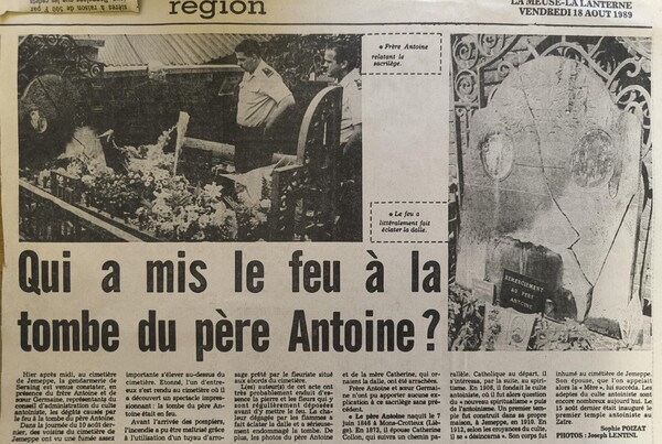 Profanation - La Meuse du 18 août 1989 (Archives du Temple de Retinne)