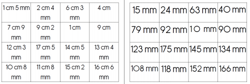 Les conversions cm / mm