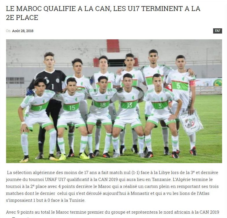 EN U17 termine seconde au tournoi UNAF et rate la CAN