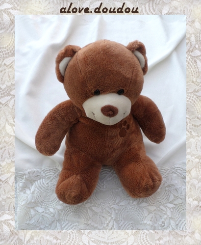 Doudou Ours Simba Toys Nicotoy Peluche Ours Assis Marron Empreinte  25 cm