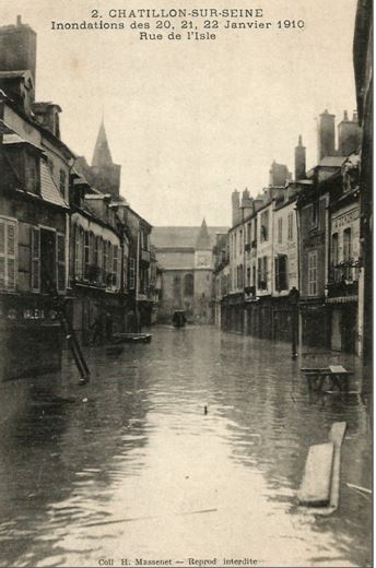 Les inondations de janvier 2018 à Châtillon sur Seine, comparées avec celles  de 1910, une belle étude  par Dominique Masson