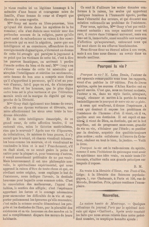 Nécrologie Mme veuve Gony #2 (Le Messager, 1er février 1892)