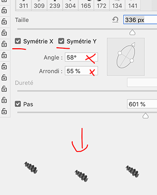 Les pinceaux et la gomme sur CC 2018