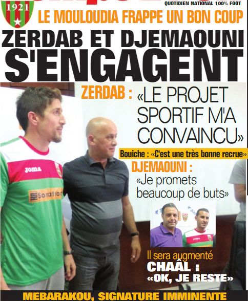 Samedi 4.6.2016 Zerdab Zahir et Djemaouni Antar  signent pour 2 ans