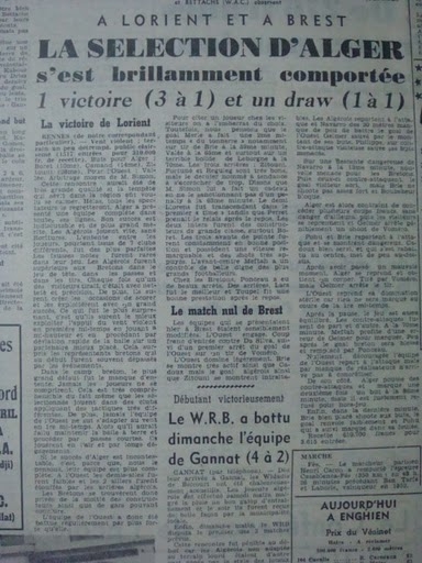 Avril 1953 Hahad et la sélection d'Alger en Bretagne
