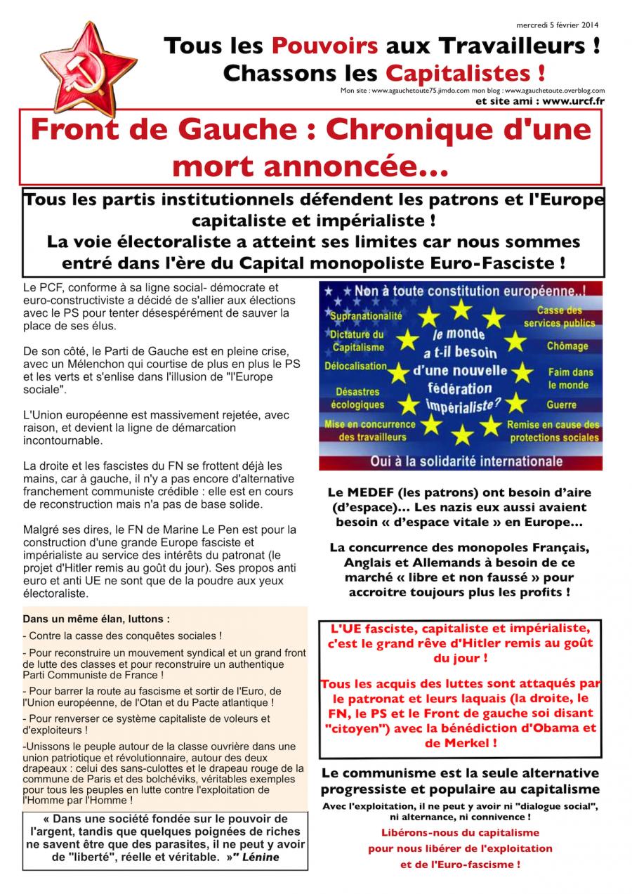 Front de Gauche : chronique d'une mort annoncée...