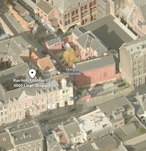 Liège - vue aérienne de la façade de la rue Hors-Château
