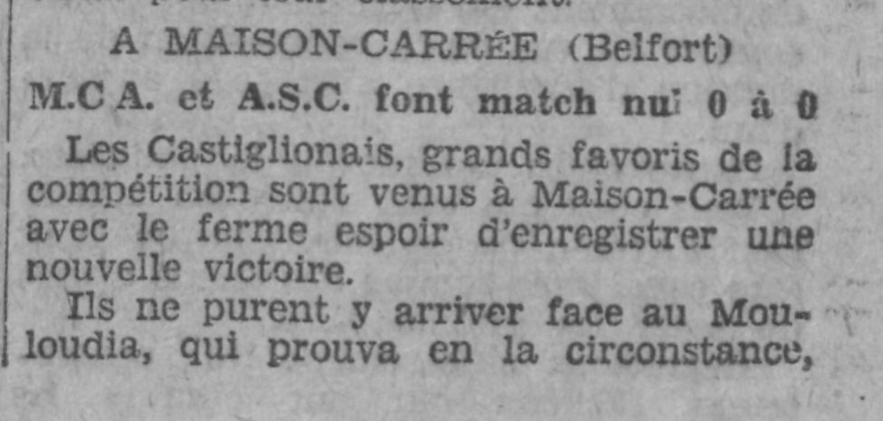 Dimanche 5.01.1930 à Belfort mis à jour MCA-AS Castiglione 0-0