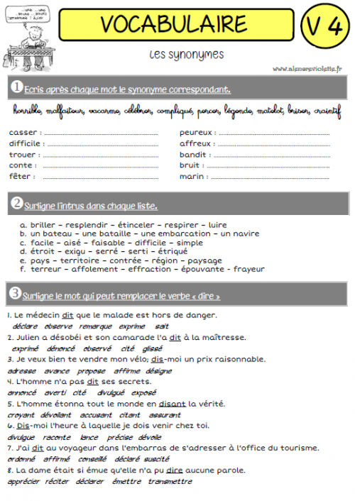 UNE ANNEE DE VOCABULAIRE