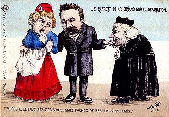 Résultat de recherche d'images pour "loi 1905 caricature"