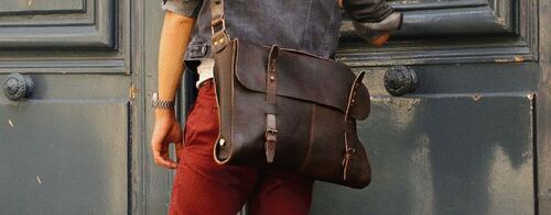 Cartable cuir Joplin - Bleu de Chauffe & Men Look