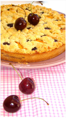 TARTE CRUMBLE PÊCHE,CERISE