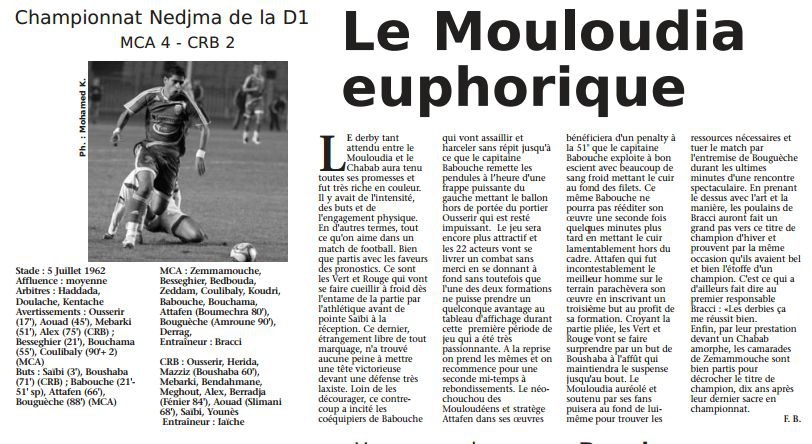 Ven 11.12.09 stade du 5-Juillet MCA-CRB 4-2