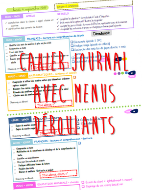 cahier journal menus déroulants