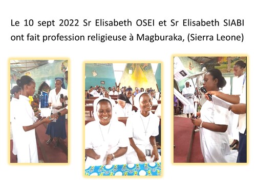 10 09 2022 : en Sierra Leone, profession religieuse de 2 jeunes