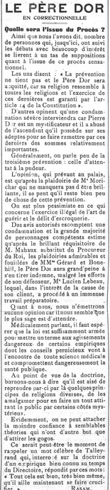 Le Père Dor en correctionnelle (La Région de Charleroi, 20 novembre 1916)(Belgicapress)