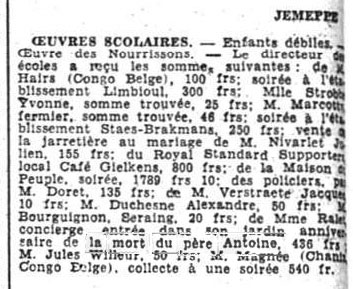 Récolte de dons pour la fête du Père (La Meuse, 10 juillet 1930)(Belgicapress)