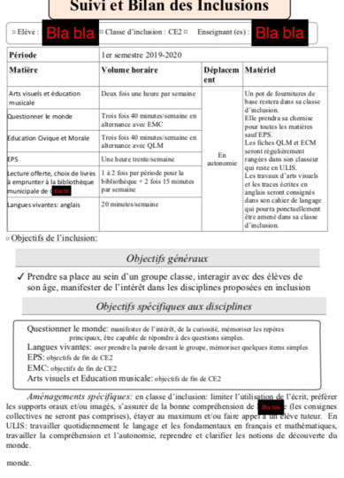 Docs pour connaitre ses élèves ULIS école