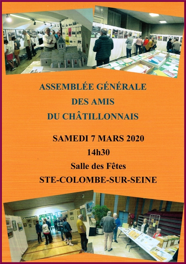 L'Assemblée Générale des Amis du Châtillonnais se tiendra le 7 mars 2020, à Sainte Colombe sur Seine