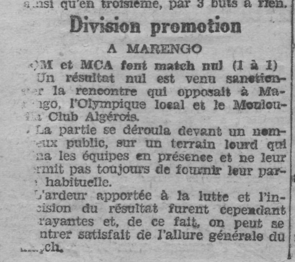 Dimanche  23.2.1930 à Marengo OM-MCA 1-1