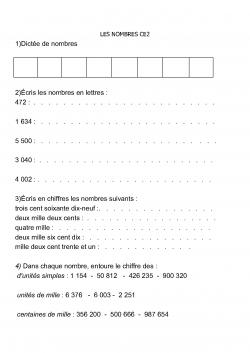 exercices numération CE2