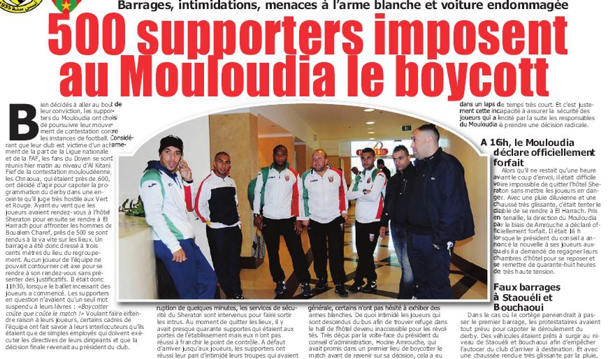 Mardi 21.05.2013 MCA-USMH non joué, les supporters Mouloudéens disent NON à la HOGRA