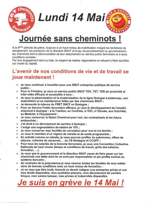 Lundi 14 Mai 2018-14h-CCI de Quimper-Rassemblement des cheminots de Quimper et Lorient 