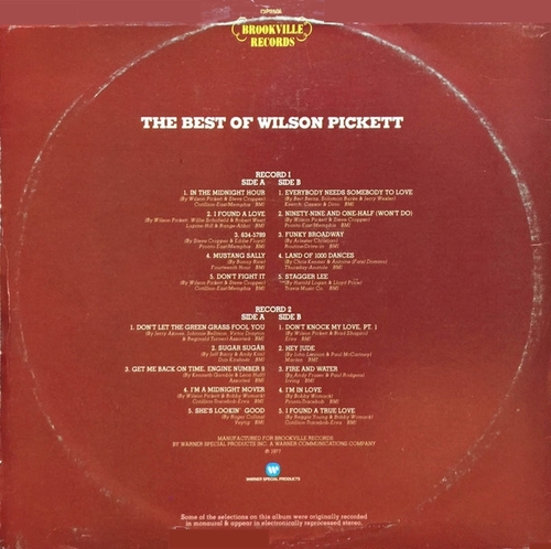 Wilson Pickett  Album " The Best Of Wilson Pickett " Brookville Records OP2506 [ US ]