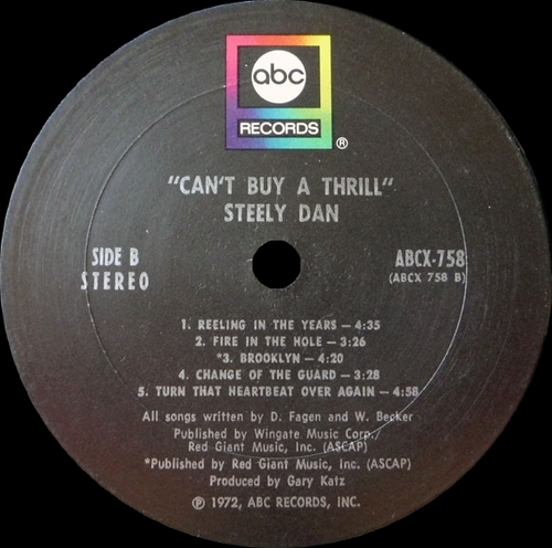 Steely Dan : Album " Can't Buy A Thrill " ABC Records ABCX-758 [ US ]