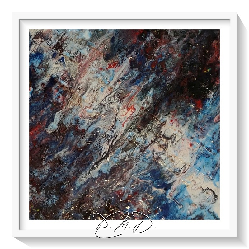 2022 C - Toile 30x30 - Pouring acrylique à la spatule - CP