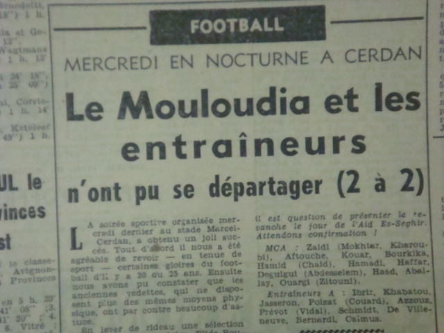 Mercredi 11.5.1955 Amical Entraineurs-MCA 2-2