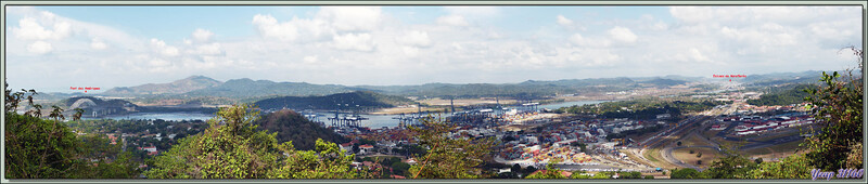 Vue panoramique du Canal de Panama, du Pont des Amériques jusqu'à Miraflorès - Cerro Ancòn - Ciudad de Panamà