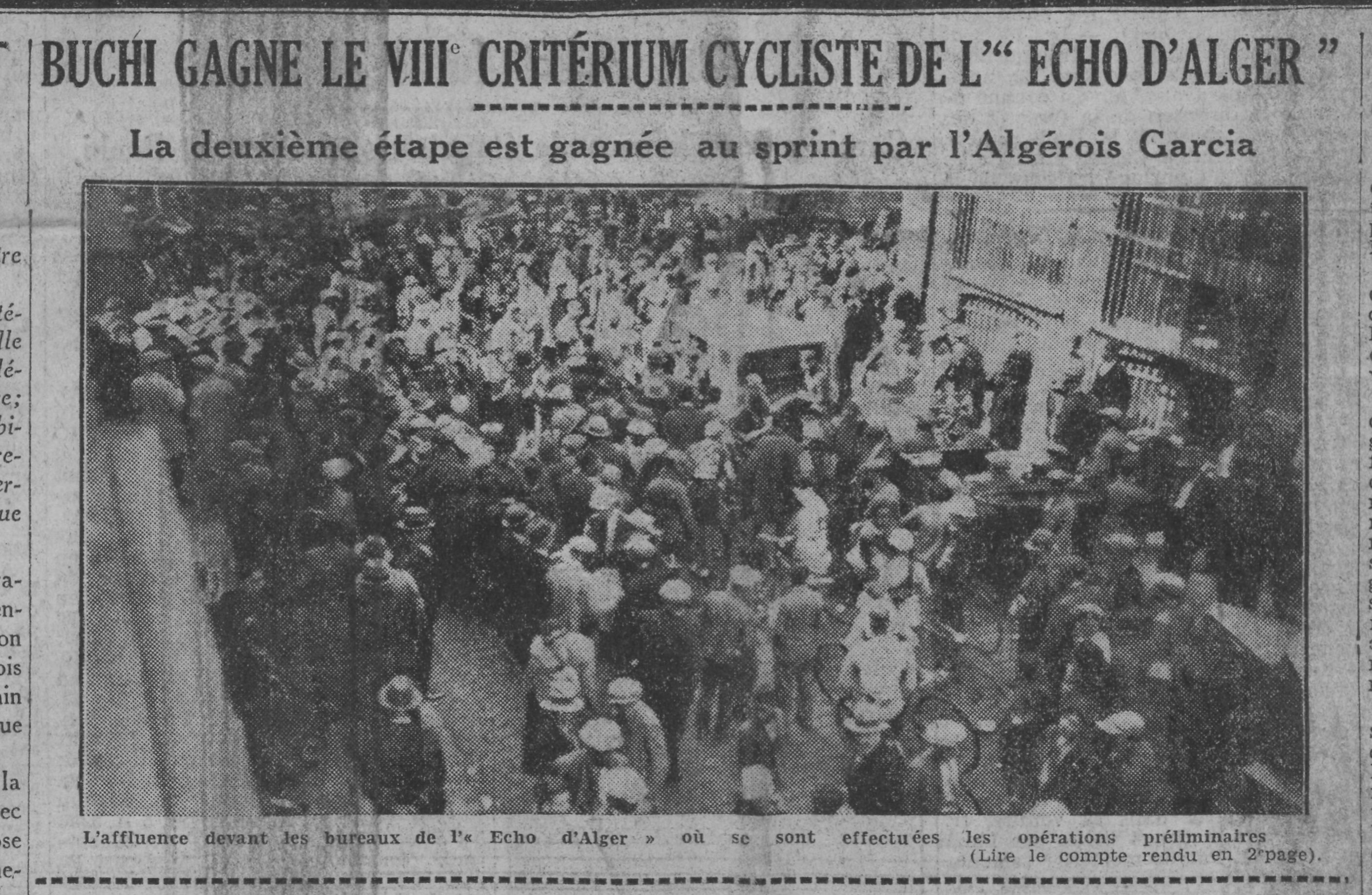 Lundi 6.4.1931 Cyclisme Taibi  MCA 19ème au  Critérium de l'Echo d'Alger 2ème étape et Général