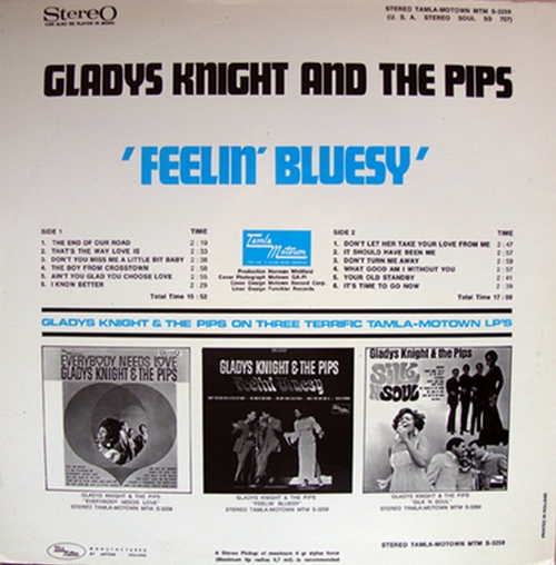 Gladys Knight & The Pips : Album " Feelin' Bluesy " Soul Records SS 707 [ US ]