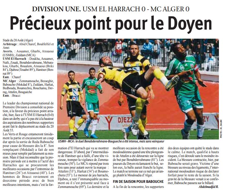Mardi 30.3.2010 Stade du 20 Août mise à jour USMH-MCA 0-0