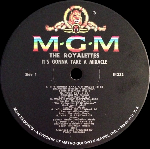 The Royalettes : Album " It's Gonna Take A Miracle " MGM Records SE-4332 [US]