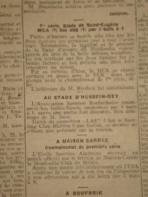 18.11.1923 à St Eugène MCA - Jeunesse Sportive Socialiste 3-1