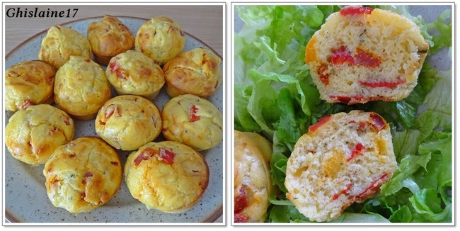 Muffins chorizo, poivron rouge, comté