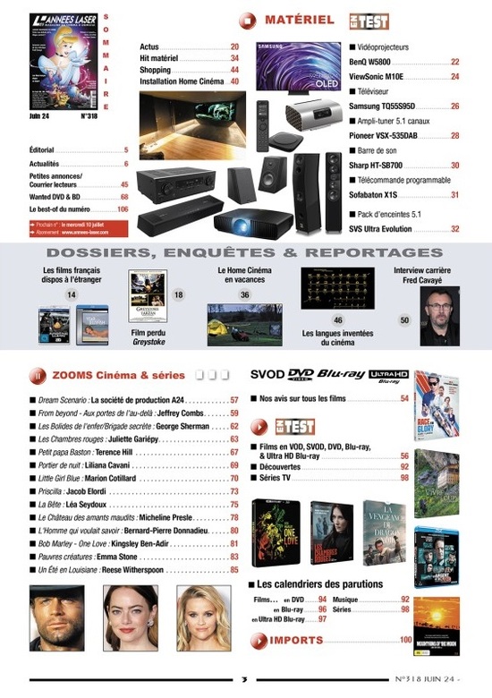 Les Années Laser N° 318 juin 2024 Le Magazine DVD, Blu-Ray, Home Cinéma