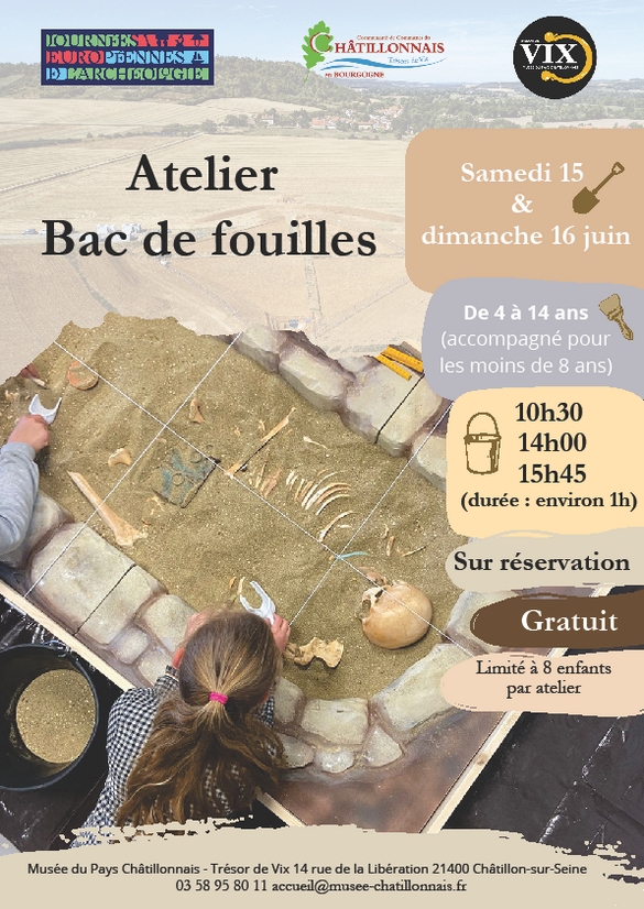 Des ateliers de fouilles archéologiques pour les enfants auront lieu au Musée du Pays Châtillonnais !