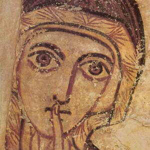 a portrait of St Anne from ancient Nubian Faras Cathedral  8th century