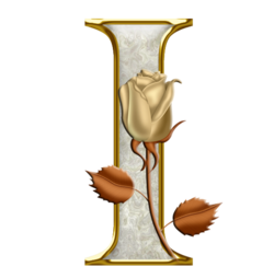Golden letters with a rose