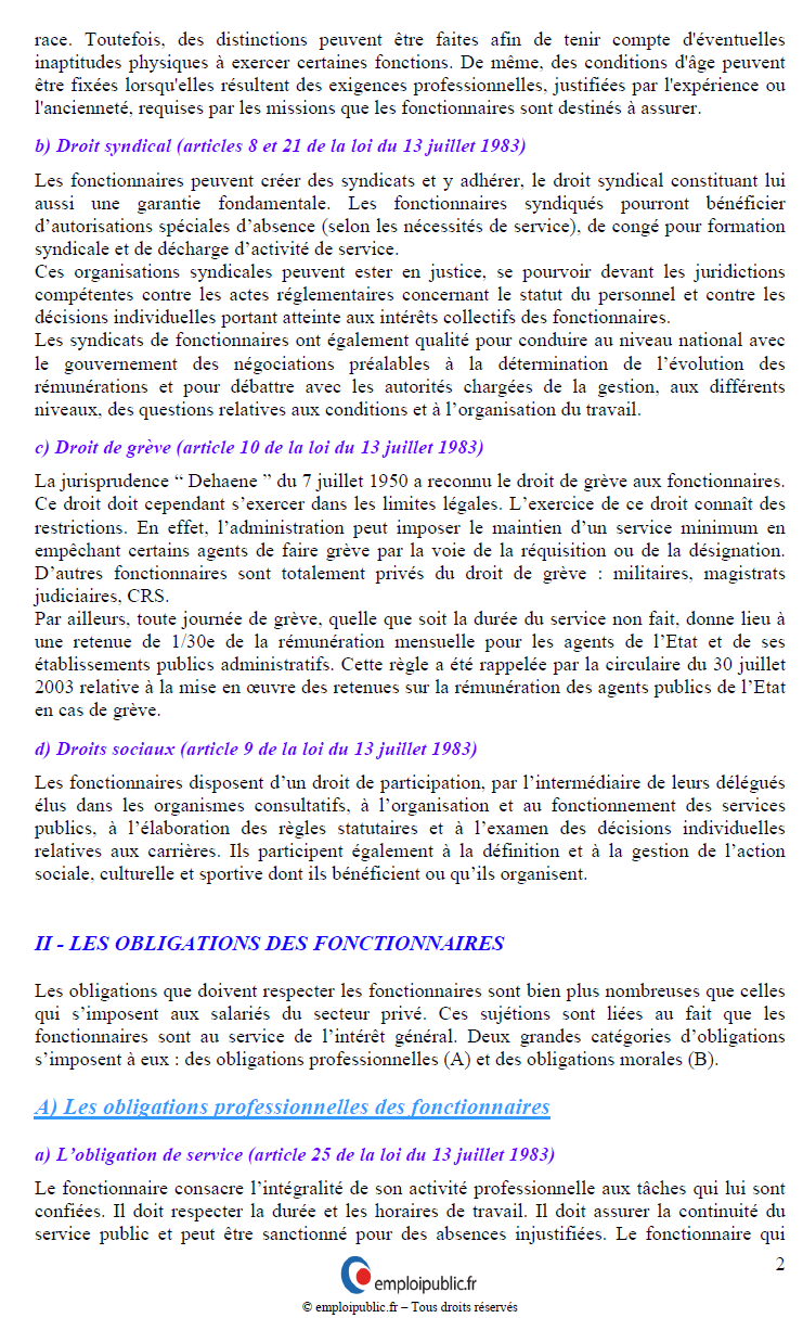 Loi Du 13 Juillet 1983 Resume La loi du 13 juillet 1983, dite loi Le Pors, détaille les droits et  obligations des fonctionnaires. - Preparer le crpe en 2017