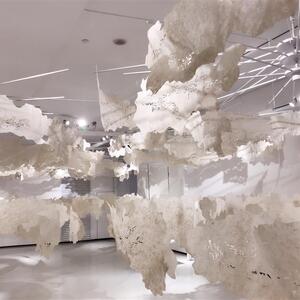 Juju Wang's cluster of paper-made white clouds