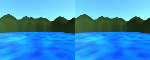Plan d'eau (sans miroir) en vue stéréo