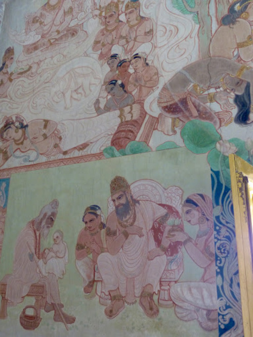Sarnath;le temple bouddhiste Mulagangha Kuty Vihara; les fresques.