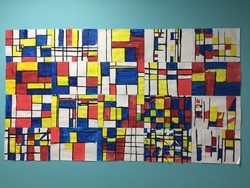 Mondrian et ses compositions rouge, jaune, bleue