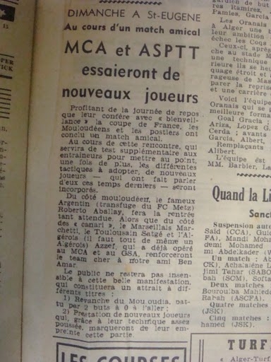 9.1.1955 Amical MCA-ASPTT 1.0 rentré d'Aballay