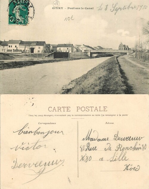 Carte postale "Givry, et son pont du canal"
