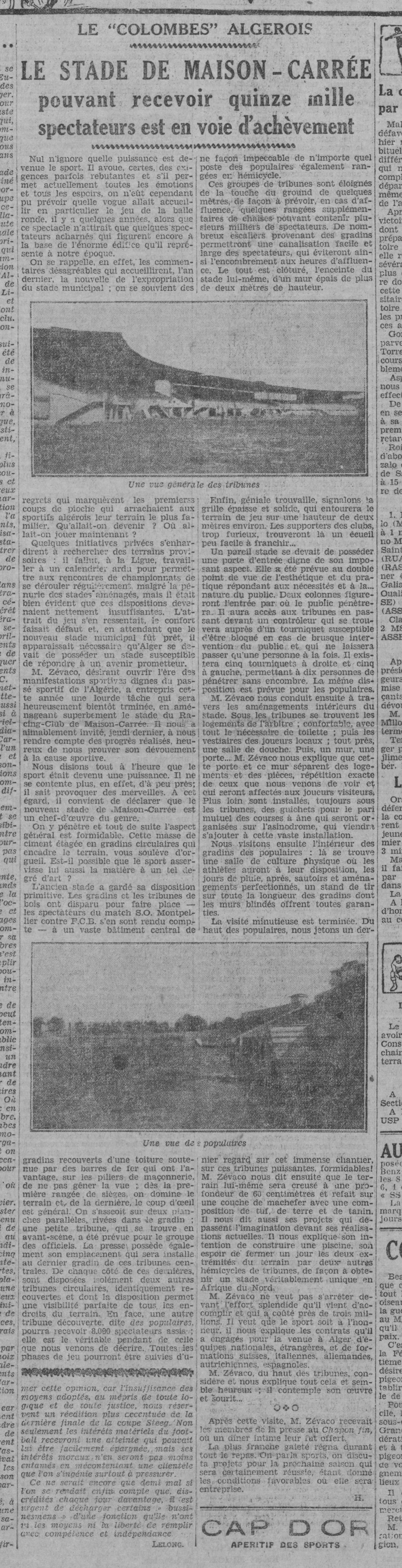 22.12.1929 stade Zevaco inauguration